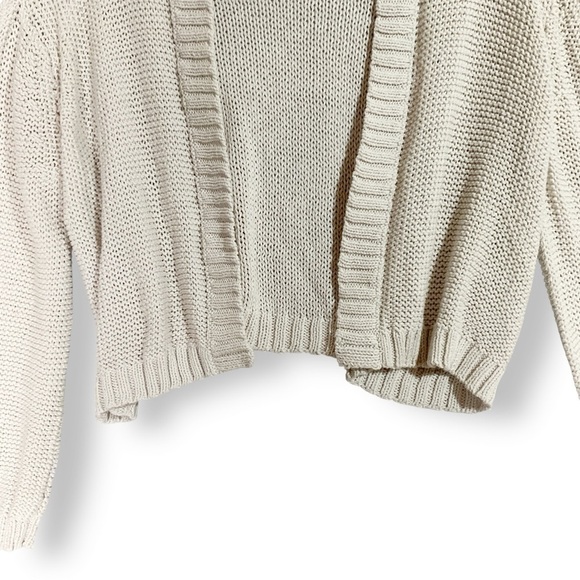 Wooden Ships Cropped Open Cardigan Sweater Sz S Neutral Beige Minimalist - Picture 3 of 12